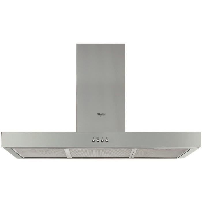 WHIRLPOOL AKR 559/2 IX -Hotte box murale évacuation / recyclage-368m3 air / h-61dB max-3 vitesses-L90 cm-Inox