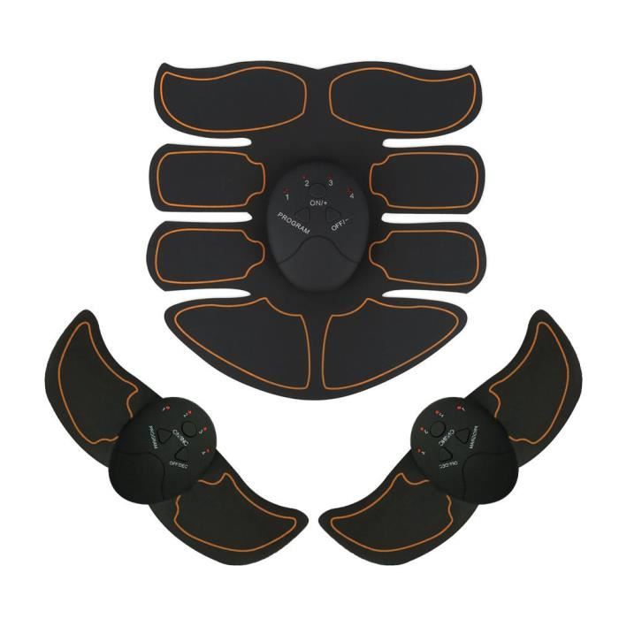 EMS Appareil Abdominaux Musculation Intelligent Abdomen Patch (1 Abdomen + 2 Bras + 3 Principaux) (Noir + Orange)