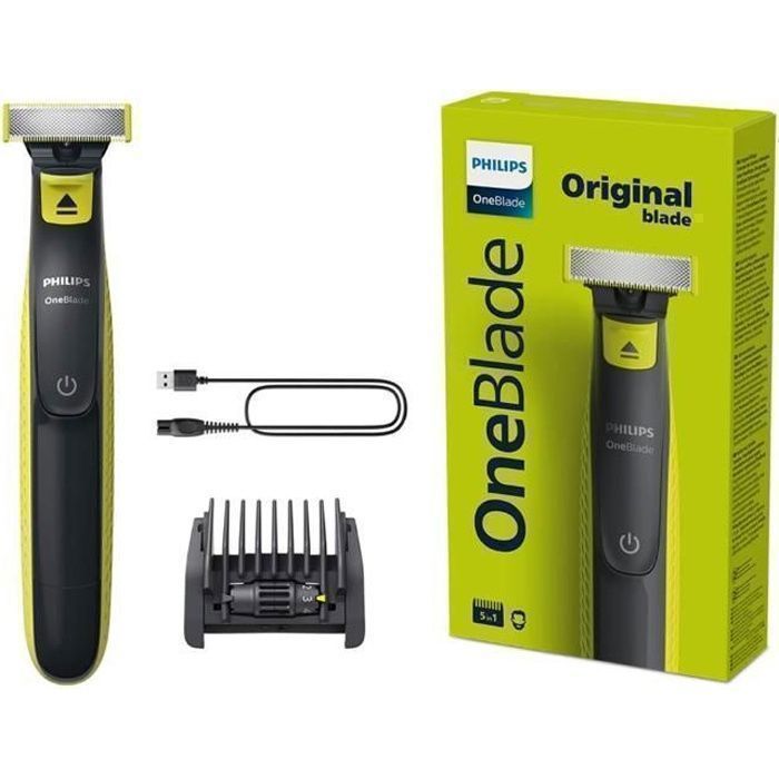 Rasoir Électrique PHILIPS OneBlade QP272420 Autonomie 45 min Étanchéité totale Sabot 5 en 1
