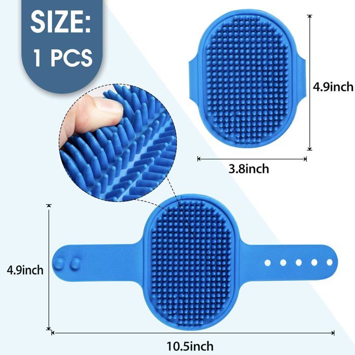 Comparer les prix de Brosse de bain pour chien, brosse de bain, massage apaisant, peigne en caoutchouc avec poignée en anneau réglable, bleu, 1 pièce