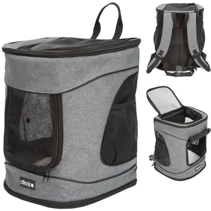 Meilleurs prix pour Sac dos pour animaux domestiques avec porte poches laisse sac de transport chien chat rongeur voyages balades sorties gris et wake
