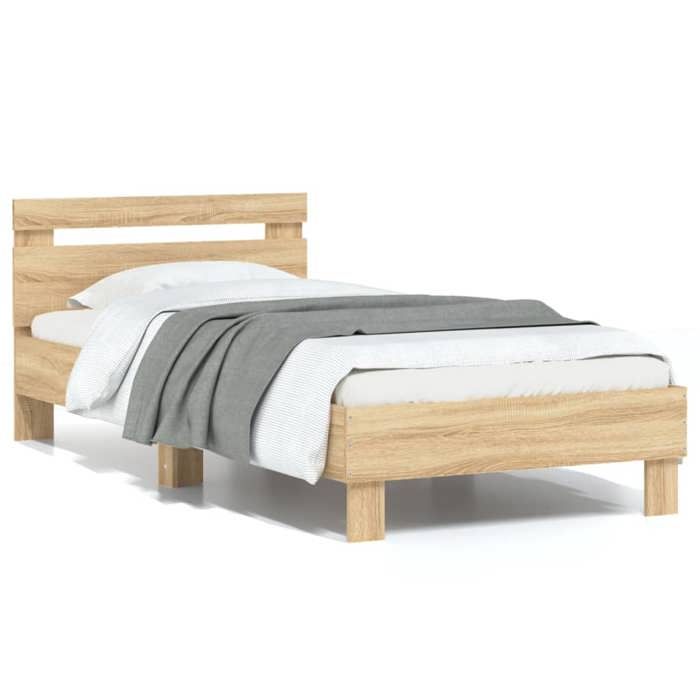 Cadre de lit single - VIDAXL - SALE 2025 - 90x190 cm - Chêne sonoma - Charge 280 kg