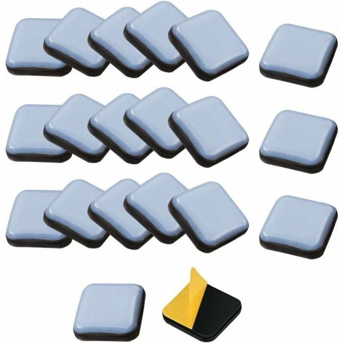 Lot de 20 patins de protection auto-adhésifs en téflon pour meubles carrés patins de protection pour chaise en téflon 30 mm pour