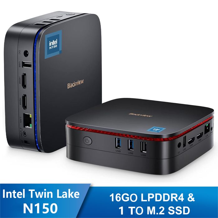 Mini PC – Blackview – MP60 – Intel Twin Lake N150 – 16 Go RAM – 1 To SSD – Wifi 6 – 4K UHD