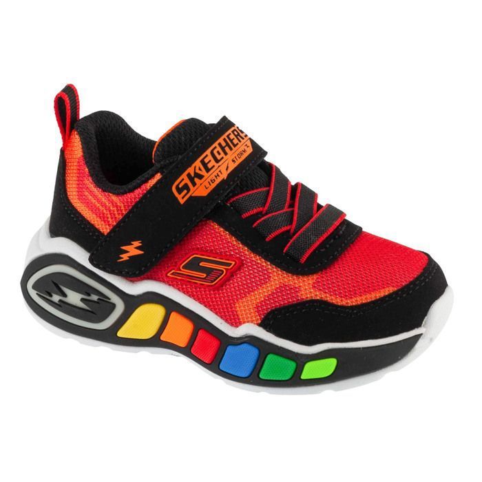 Skechers Baskets garçon - SKECHERS - Play Scene 407606N-BKRD - Noir - Fermeture scratch - Tige textile