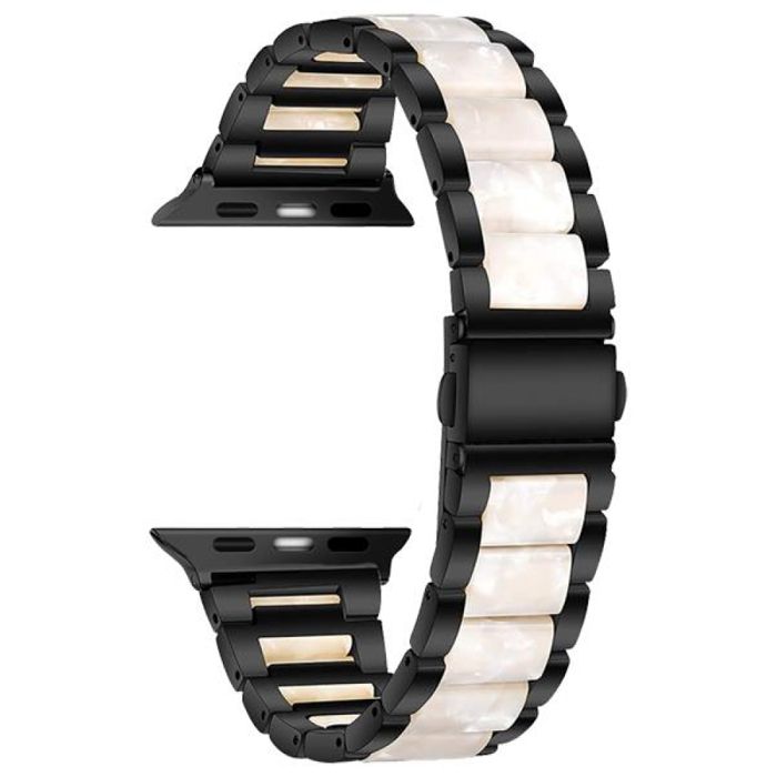 Bracelet de montre - MY-MONTRE - Apple 42-49mm - Résine & acier inoxydable - Fermoir papillon - Dégagement rapide