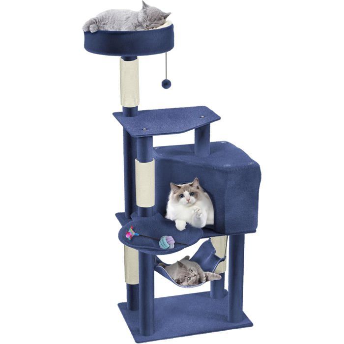 Comparer les prix de Arbre à chat - UISEBRT - K1266 - 555x39x134cm - Grotte et hamac - Colonnes en sisal