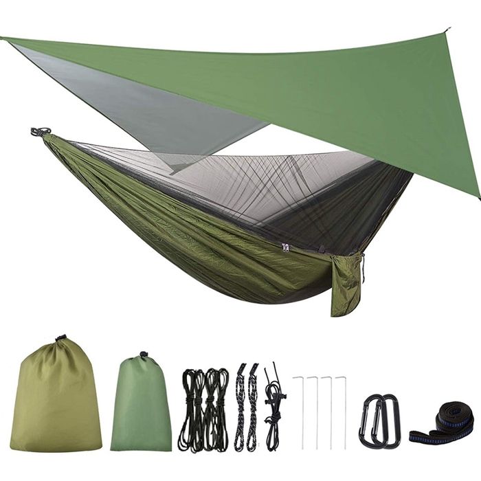 Hamac de camping - SODIAL - Randonnée portable - Moustiquaire intégrée - Bâche anti-pluie - 200 kg