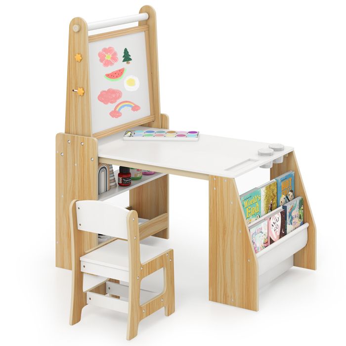 Table Peinture Enfant Craies Table Enfant Avec Chaise GOPLUS - Table à Dessin Bois Tableau Noir/Blanc, Rouleau Papier, Accessoires Complets Table Peinture Enfant Craies Table Enfant Avec Chaise GOPLUS - Table à Dessin Bois Tableau Noir/Blanc, Rouleau Papier, Accessoires Complets
