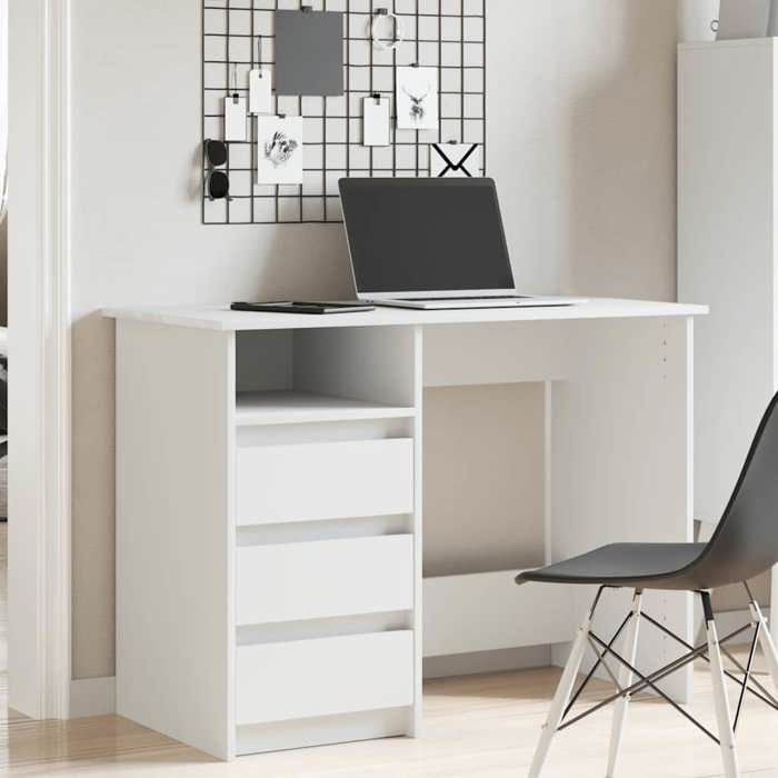 Kenneth@ Bureau - 1 PERSONNE - Table dordinateur - blanc 102x50x75 cm - bois dingénierie LL833