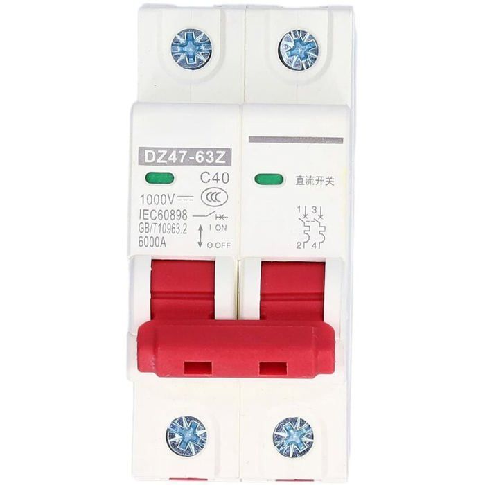 Keenso Mini disjoncteur DC Disjoncteur miniature DC 2P Isolateur de système PV solaire Montage