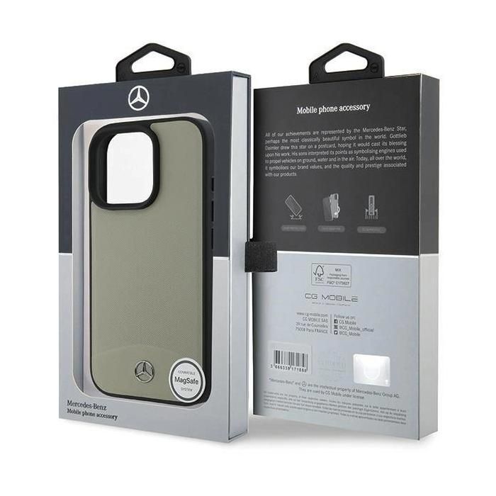 Étui - MERCEDES - iPhone 16 Pro Max - Cuir Texturé et Lisse - Compatible MagSafe - Beige