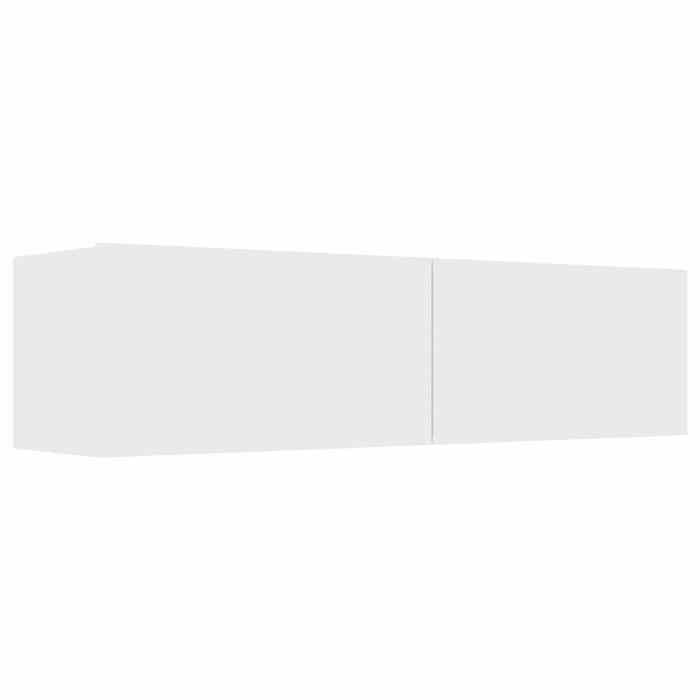 Meuble TV mural - JILL - Blanc - 120x30x30 cm - Bois dingénierie - Deux portes abattantes - Capacité 60 kg