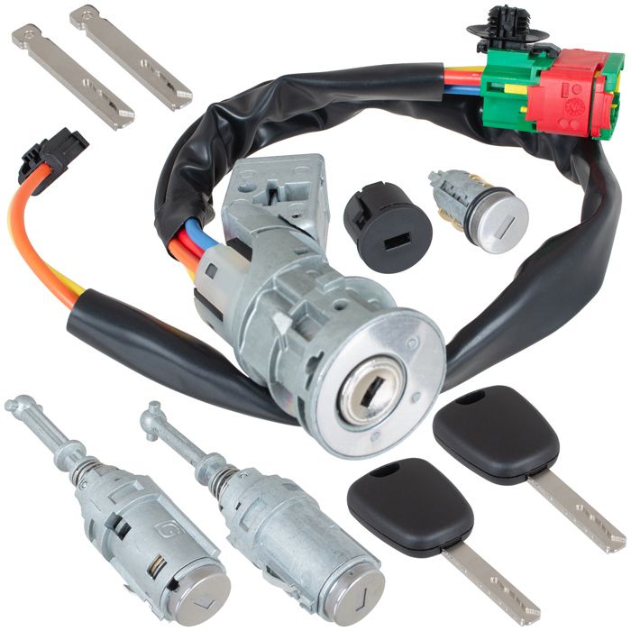Ensemble de serrures pour Citroen C2 - Contact complet - 2x Cylindre de serrure de porte - Cylindre de serrure de hayon