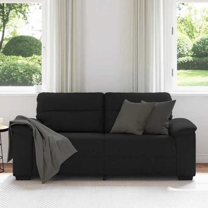 Noir SOFA - PHSH - Canapé avec 2 places - contemporain - noir 140 cm tissu - C2079