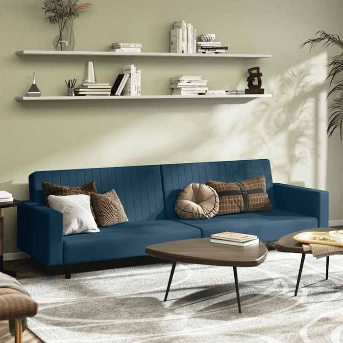 Canapé-lit - canapé-lit de salon méridienne réversible - Sofa à 2 places - salon à deux places/Canapé causeuse - Bleu Velours CL9901