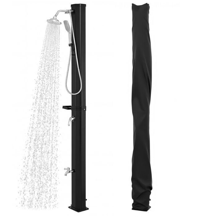 Douche Jardin Solaire 35 L 2165 cm COSTWAY-Pommeau de Douche PivotantDouchette MobileDouche de Pied-Housse de ProtectionEtagère