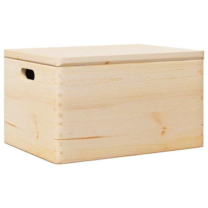 VIDAXL Boîte en bois avec couvercle et poignées bois de pin massif - (40x30x23 cm) BONNE1481