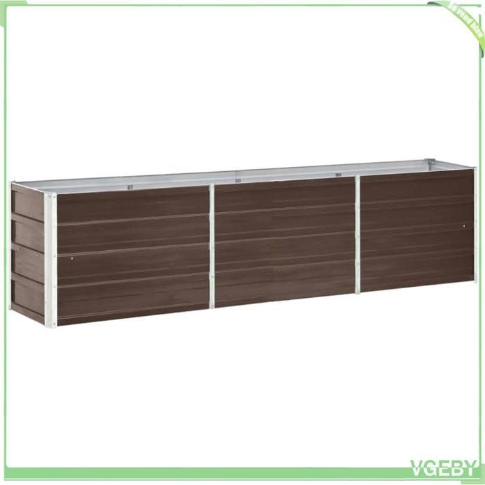 Lit surélevé de jardin - FAFEICY - 47046 - Acier galvanisé - 240x40x45 cm - Marron
