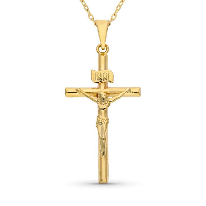 Pendentif Croix Christ Or Jaune - LAtelier dAzur - Or 375/1000 - Dimensions 2.75x1.45 cm - Poids 0.50 g Pendentif Croix Christ Or Jaune - LAtelier dAzur - Or 375/1000 - Dimensions 2.75x1.45 cm - Poids 0.50 g