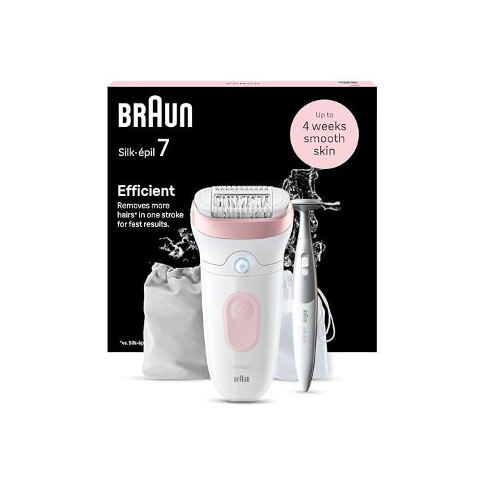 Épilateur électrique - BRAUN - Silk-épil 7 7-210 - Sans fil - Étanche - Tondeuse maillot et tête