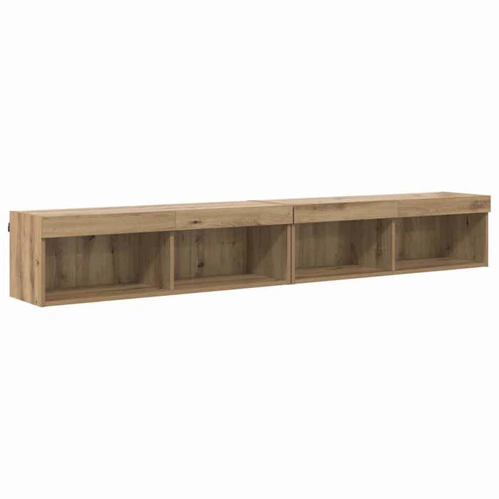 Ensemble 2 meubles TV - vidaXL - rangement TV - bois dingénierie - chêne artisanal - 100 x 30 x 30 cm - 4 étagères - avec portes{vl
