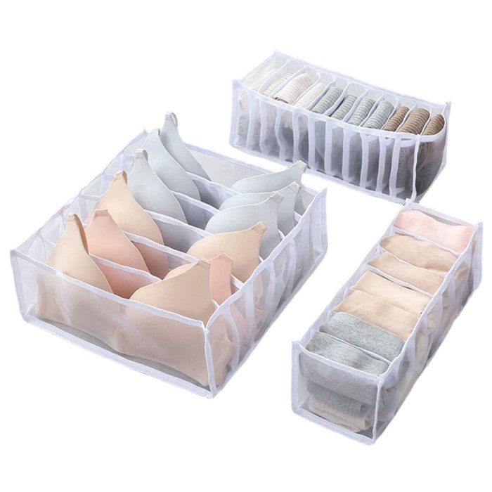 1 Boîte de rangement tiroir compartiments en maille organisateur chaussettes sous-vêtements pour armoire maison .