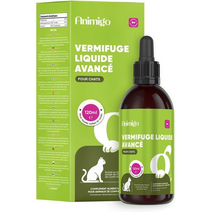 Animigo Vermifuge en Gouttes pour Chats – 120ml