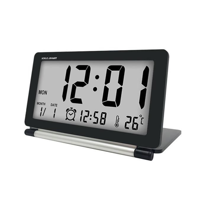 Réveil Numérique Grand écran LED - Affichage Courbé, Silencieux, Réglable Luminosité, Pour Bureau Ou Chambre