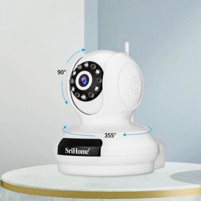 SRIHOME Caméra Surveillance vidéo WiFi à domicile Camera IP Vision nocturne Audio bidirectionnel 2.4G/5G WiFi HD 5.0MP Caméra