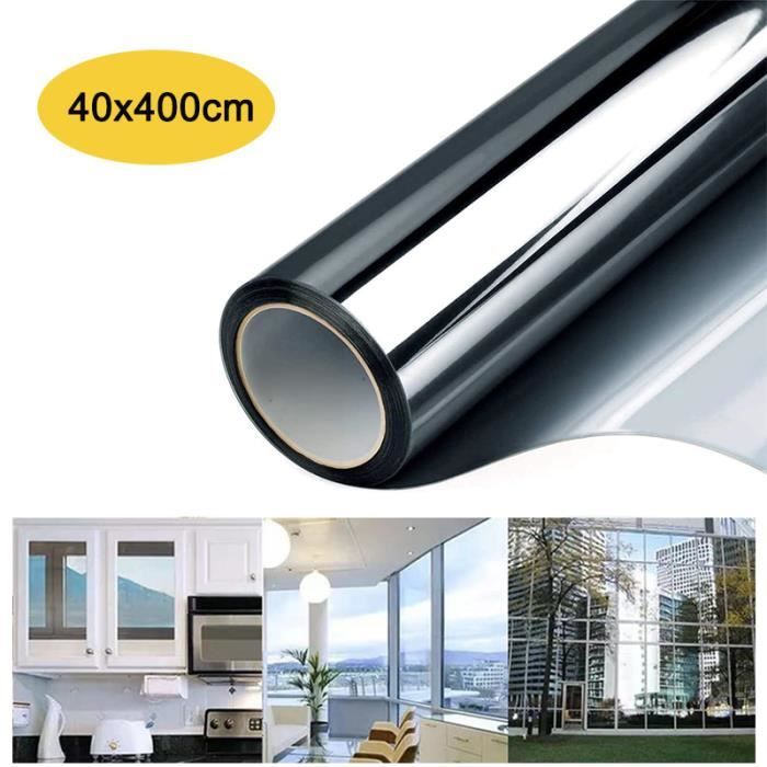 Film Miroir Autocollant Argenté 40x500 Cm - Pour Murs, Armoires, Salle De Bain, Décoration Effet Miroir Sans Danger