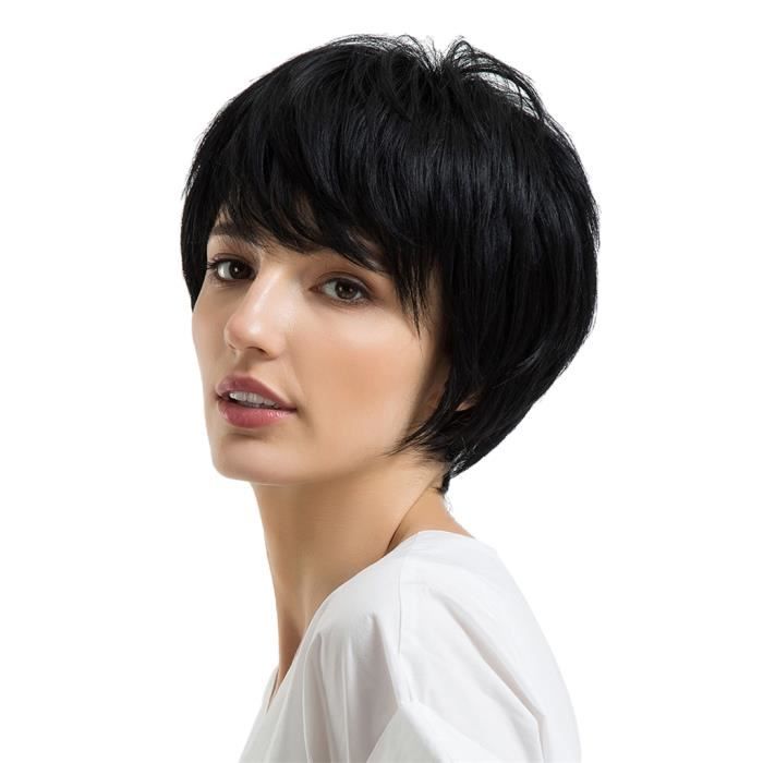Perruque Naturelle Courte Bob Perruques De Cheveux Humains Coupe De Lutin Pour Les Femmes Avec Frange 8 Inch Cdiscount Au Quotidien