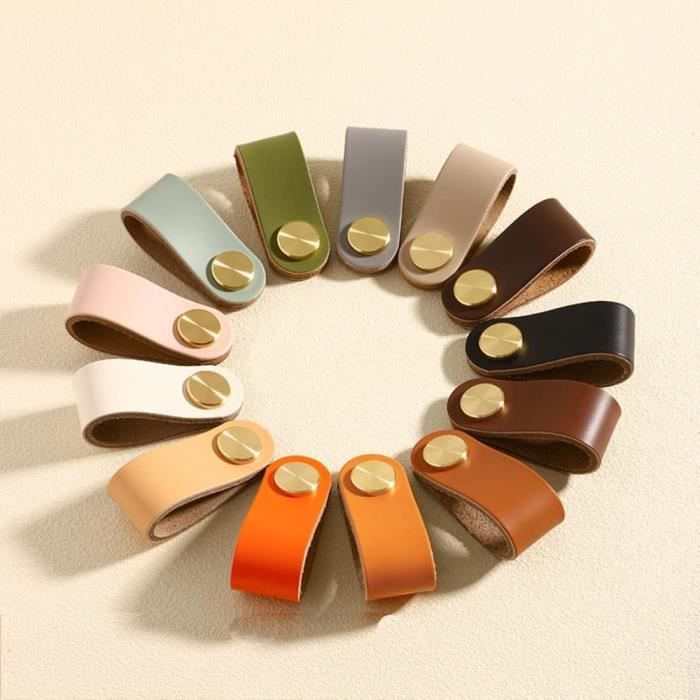 Poignée/bouton En Cuir Pour Meuble - Design Scandinave, 6.6 Cm, Fabriqué En Allemagne - Neuf, Rowzec Design