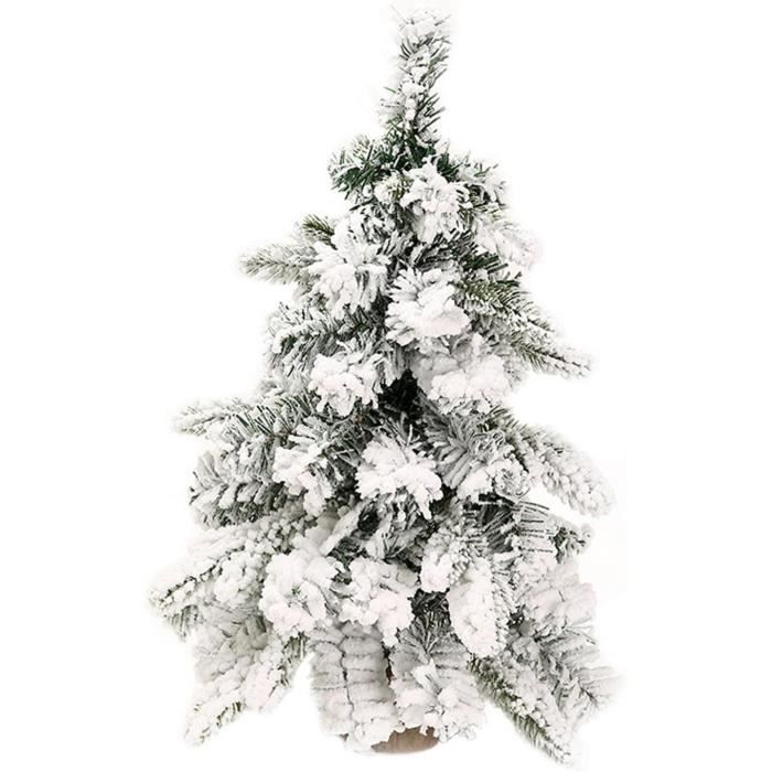 Sapin De Noël Artificiel Mini 60cm Avec Neige Et Lumières LED - Décoration Table Bureau - Ornements Inclus