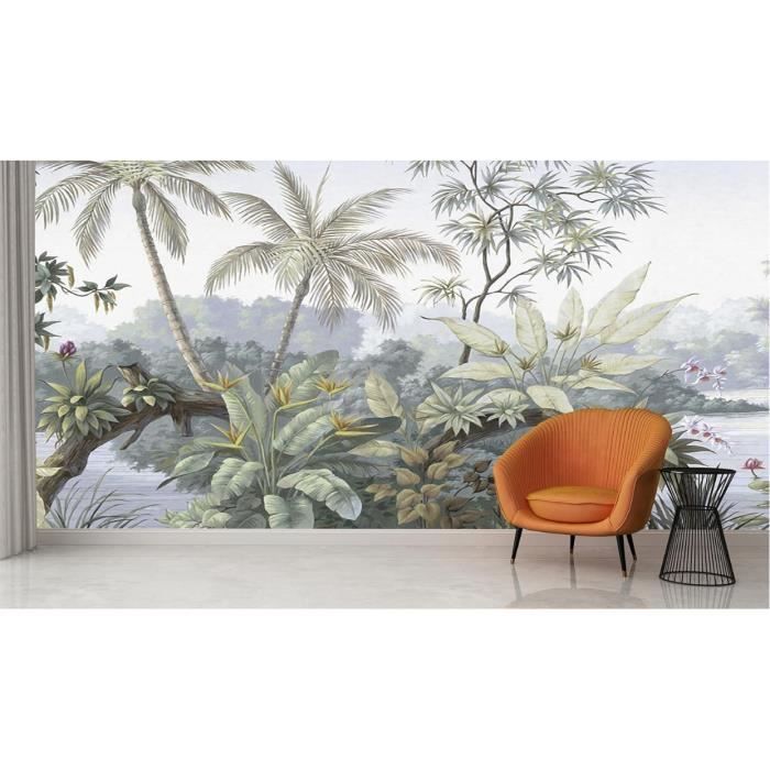 Papier Peint Panoramique Jungle 3D Peinte à la main De La Plante ...