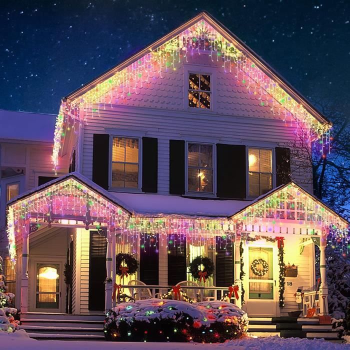 LED net lumière décoration rideau guirlande lumineuse éclairage 8 modes  IP44 fête de Noël extérieur intérieur RGB 3x2M