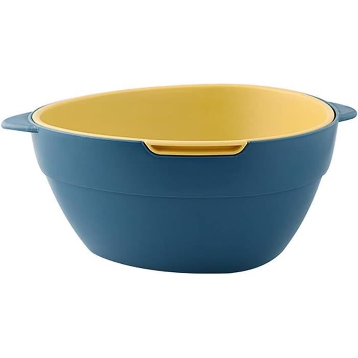 Panier égouttoir Ananas - Double Vidange, Plastique épais | Pour Fruits/légumes, Lavage Facile, Bleu/vert/orange - 7