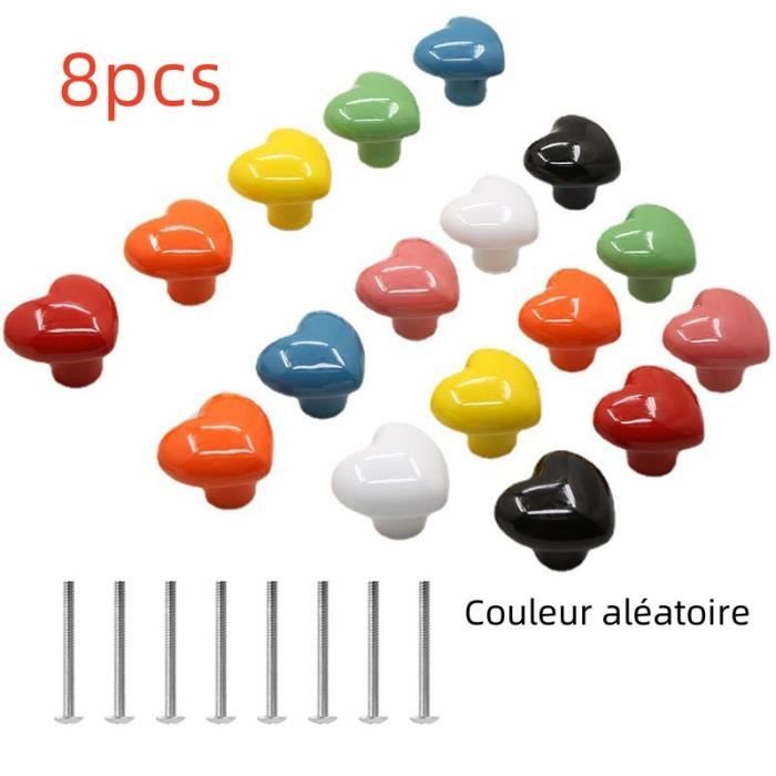 Poignée de cuisine - Céramique - Lot de 8 - Couleurs variées - Forme de cœur - Dimensions 36x40x31MM
