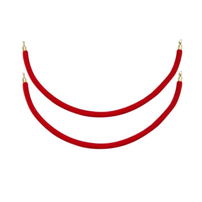 Corde De Barrière Rouge 1.5 M - Pour Files D’attente, événements - Nylon Résistant - Installation Facile