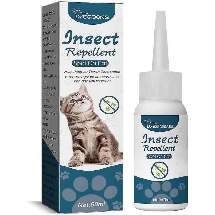 pour Chats Agent Anti-Puces Et Tiques Ectoparasites Solution Goutte À Goutte 50 ML (1PC)