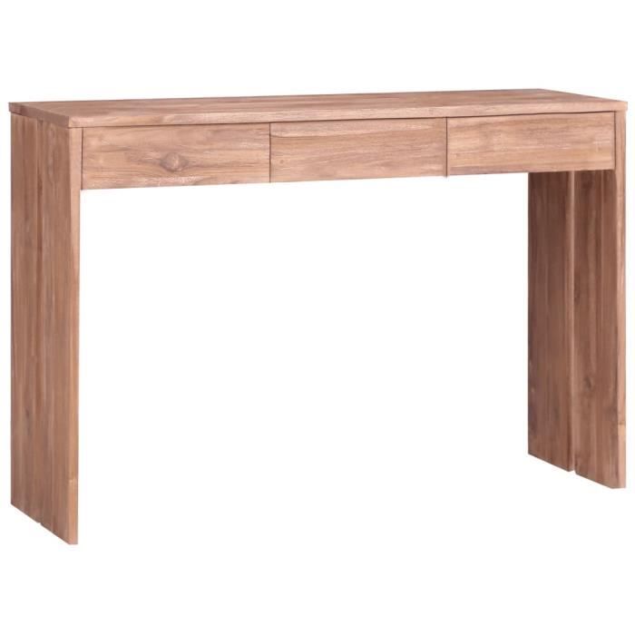 Table console - OLL - 110x35x75 cm - Bois de teck massif - 3 tiroirs - Meuble dentrée