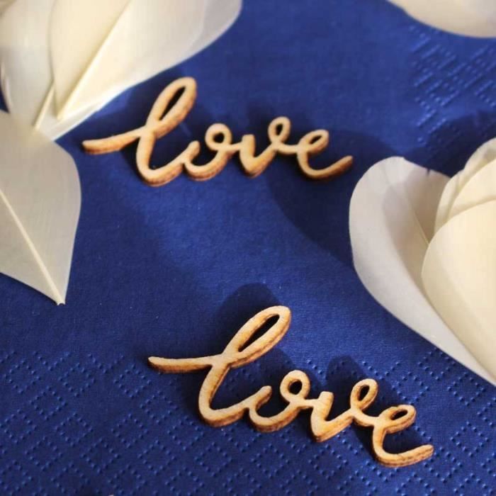 Sachet De 25 Pcs Confettis 5cm Love En Bois Decoration Table Mariage St Valentin Anniversaire Fetes Theme Vintage Retro Chic Cdiscount Maison