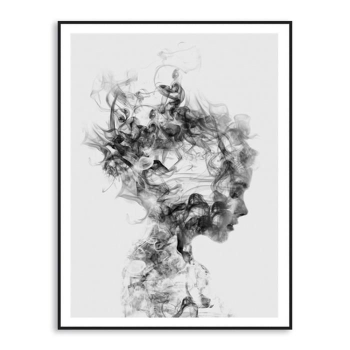 Abstraite Noir Blanc Femme Toile Art Peinture Murale Decoration Sans Cadre 40 50cm 037 Achat Vente Tableau Toile Cdiscount