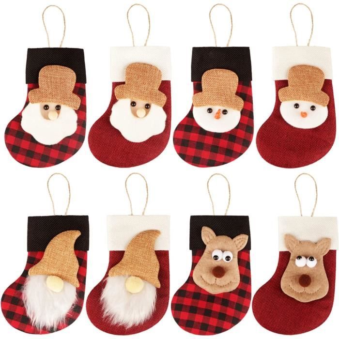 LIWI8 pièces Mini Chaussette de noël Arbre de noël Chaussette Ornements de noël Suspendus