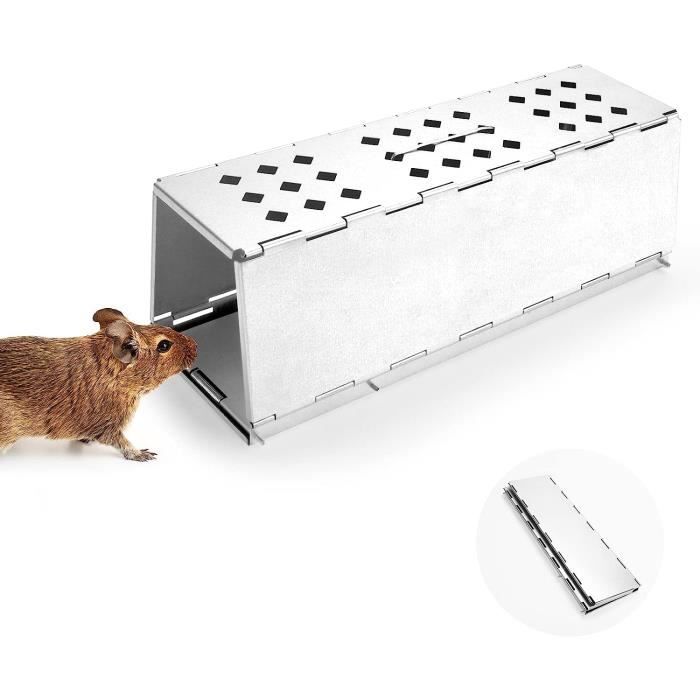Piege a Souris Vivante, Cage Piège de Capture Métallique Pliable, Piège à Nourriture Anti