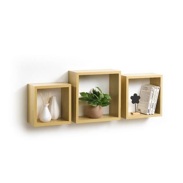 Homea Set De 3 Etageres Murales Cubes De Rangement 23 26 30 C