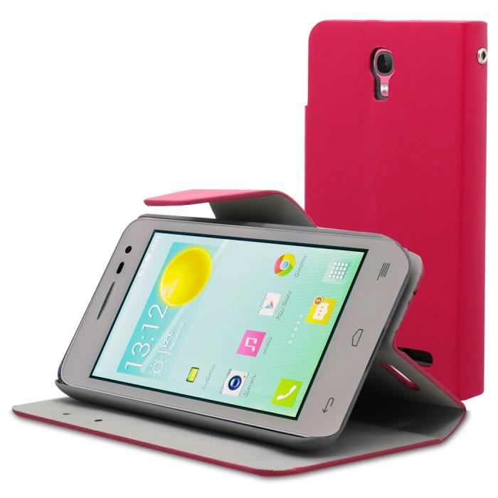 Custodia A Portafoglio In Ecopelle Per Alcatel One Touch Pop 3-5 - Turchese, Con Chiusura Magnetica, Slot Per Carte E Cover In Silicone