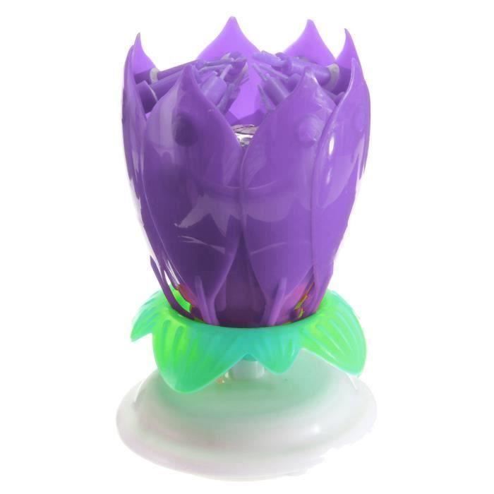 U Bougie Anniversaire Fleur Musical Lotus Rotatif Soireé Gâteau Mariage Pourpre