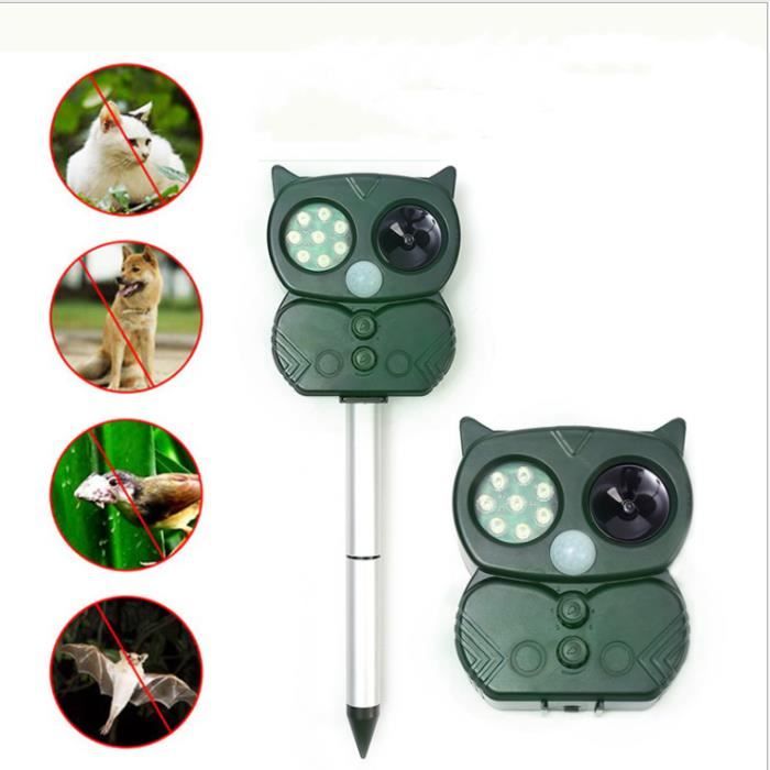 Répulsif Ultrason Animaux Solaire/USB - Anti Chats, Souris, Oiseaux - IP66 Étanche Pour Jardin