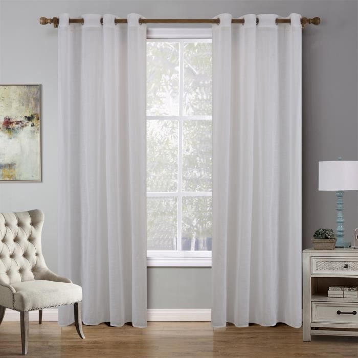Lot De 2 Voilages Rideaux Porte Rideaux Cantonnieres Pure Blanc 140 X 220 Cm Achat Vente Rideau Soldes Cdiscount